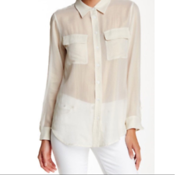 Equipment Tops - Worn once- amazing sheer pink silk blouse
